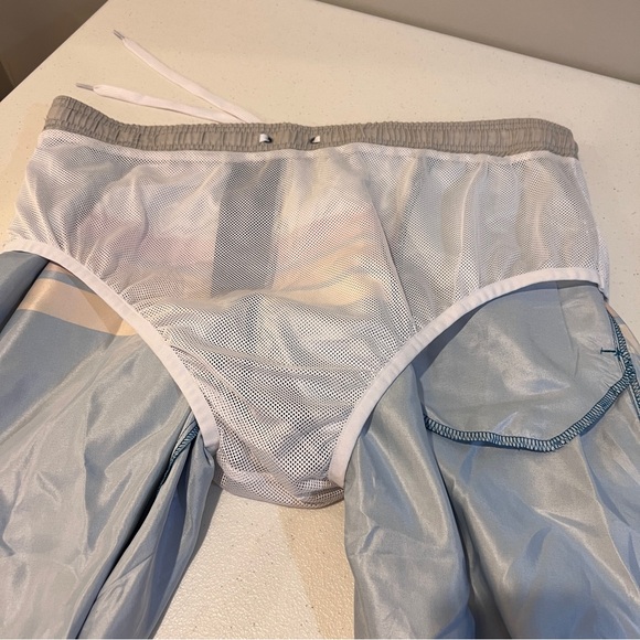 Tipsy Elves Retro Summer Swim Trunks Multicolor Gray Blue Stripe Mens Size 3XL - Picture 6 of 13